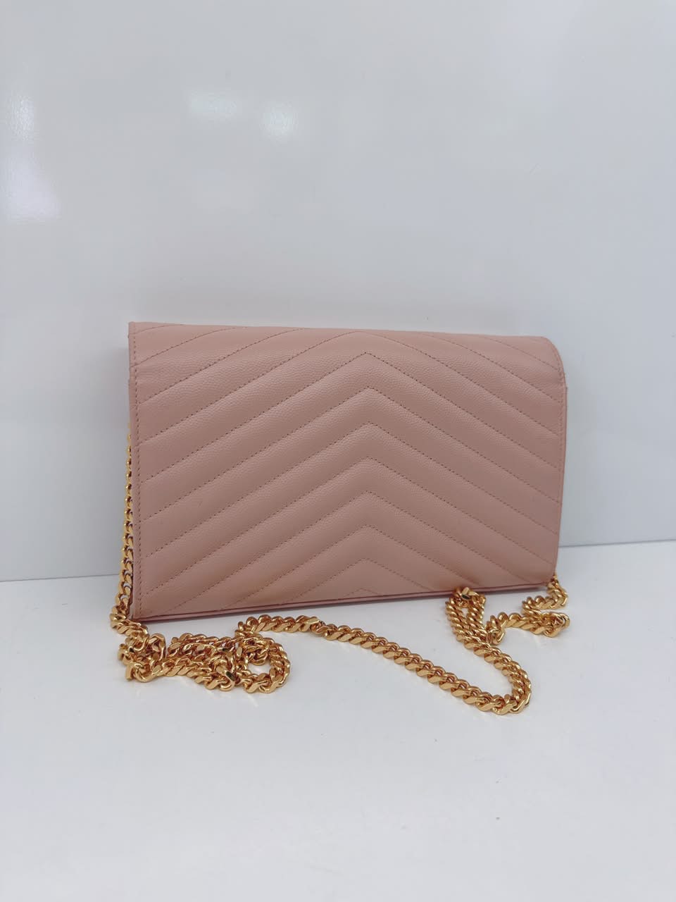 PALE PINK MONOGRAM GRAIN DE POUDRE CLASSIC CASSANDRE WALLET ON CHAIN