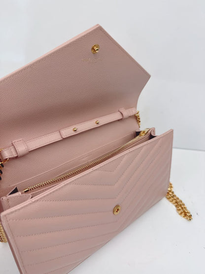 PALE PINK MONOGRAM GRAIN DE POUDRE CLASSIC CASSANDRE WALLET ON CHAIN