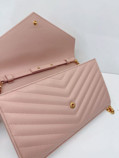 PALE PINK MONOGRAM GRAIN DE POUDRE CLASSIC CASSANDRE WALLET ON CHAIN
