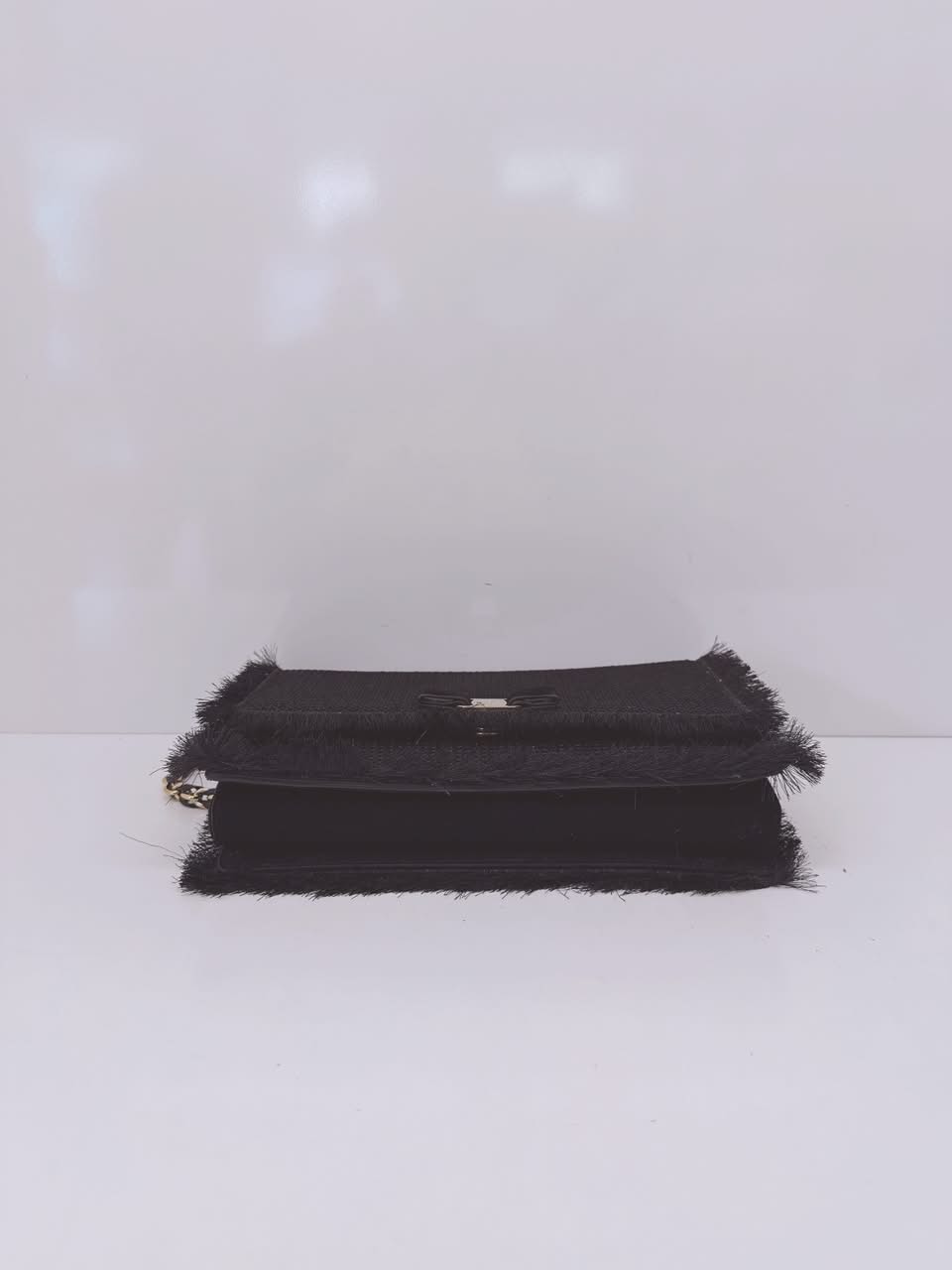 BLACK SUEDE AND FABRIC GINNY FRINGED CROSSBODY BAG