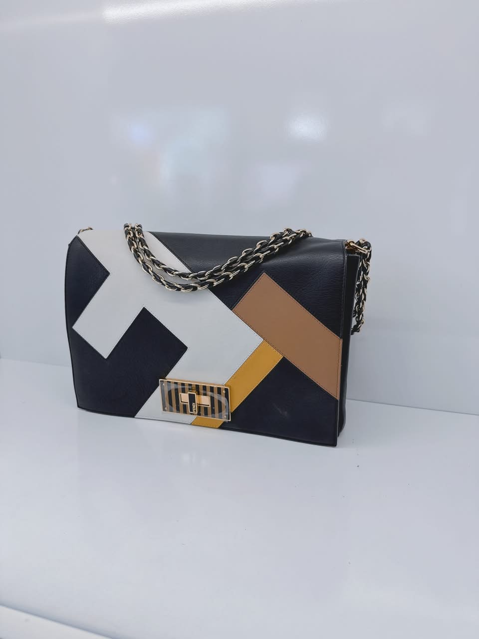 BLACK LEATHER LARGE 3D CLAUDIA SHOULDER BAG