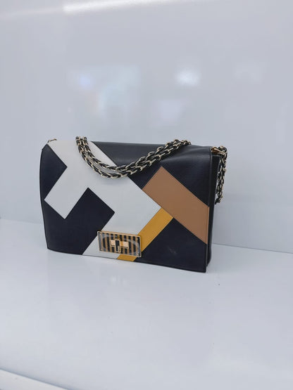 BLACK LEATHER LARGE 3D CLAUDIA SHOULDER BAG