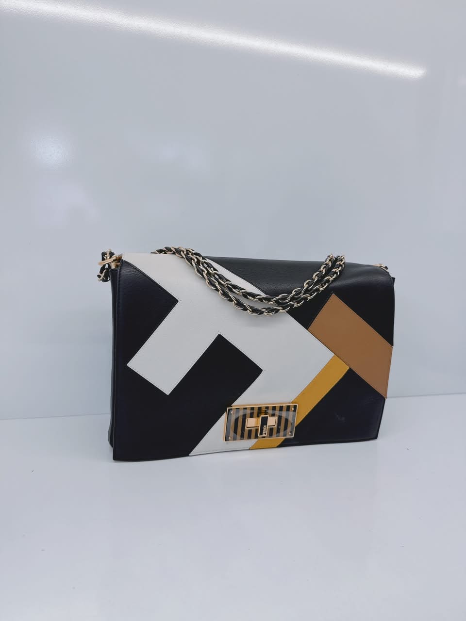 BLACK LEATHER LARGE 3D CLAUDIA SHOULDER BAG