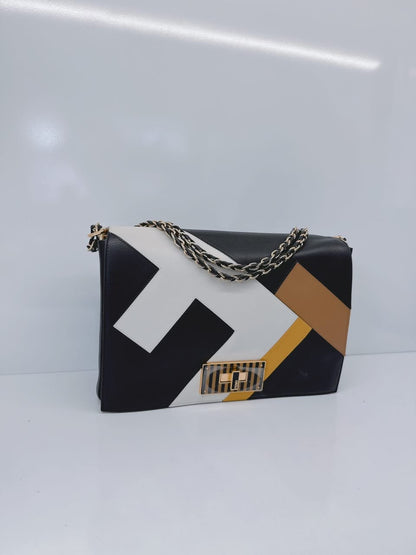 BLACK LEATHER LARGE 3D CLAUDIA SHOULDER BAG
