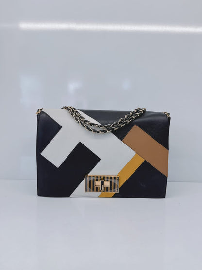 BLACK LEATHER LARGE 3D CLAUDIA SHOULDER BAG