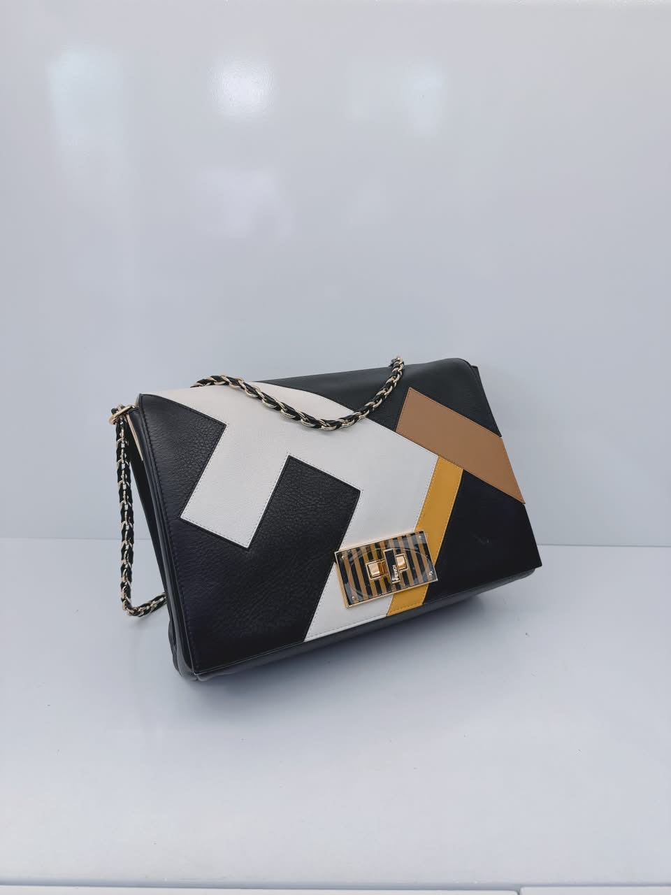 BLACK LEATHER LARGE 3D CLAUDIA SHOULDER BAG