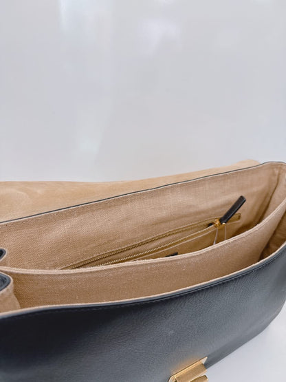 BLACK LEATHER LARGE 3D CLAUDIA SHOULDER BAG