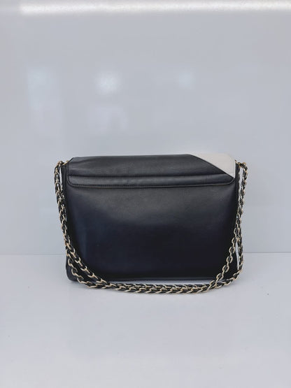 BLACK LEATHER LARGE 3D CLAUDIA SHOULDER BAG