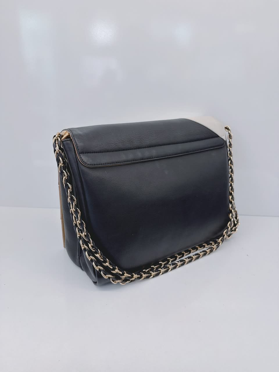 BLACK LEATHER LARGE 3D CLAUDIA SHOULDER BAG