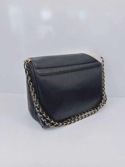 BLACK LEATHER LARGE 3D CLAUDIA SHOULDER BAG