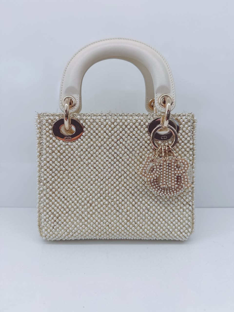 IVORY FAUX PEARL MINI LADY DIOR BAG