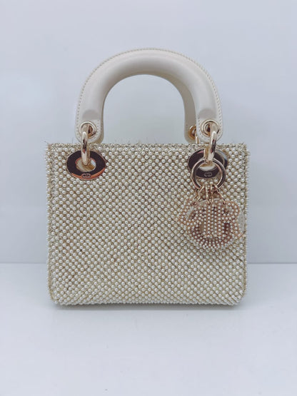 IVORY FAUX PEARL MINI LADY DIOR BAG