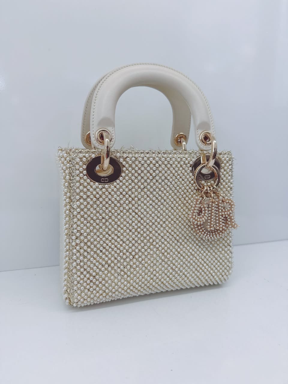 IVORY FAUX PEARL MINI LADY DIOR BAG