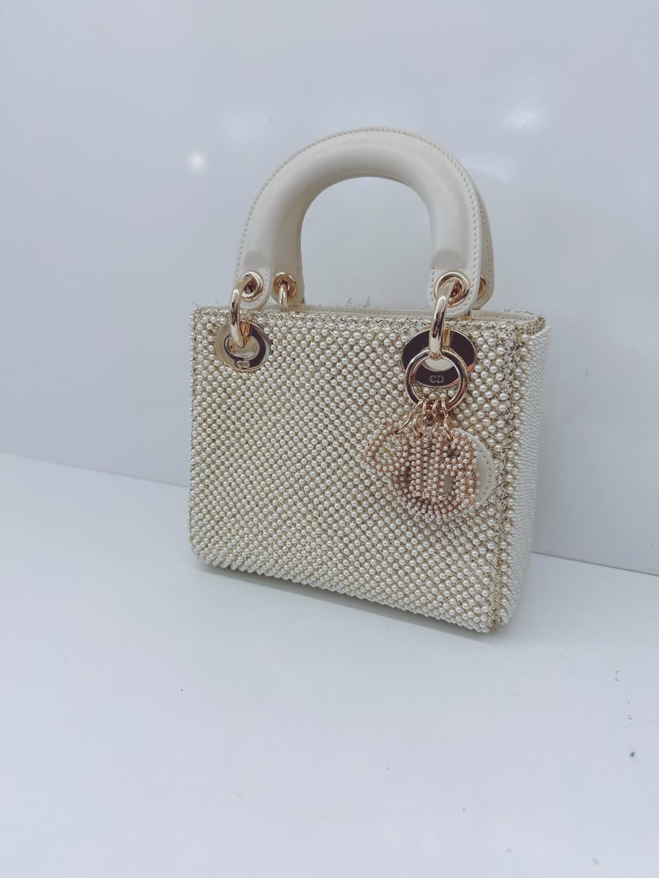IVORY FAUX PEARL MINI LADY DIOR BAG