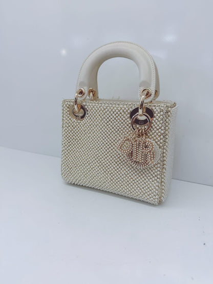 IVORY FAUX PEARL MINI LADY DIOR BAG