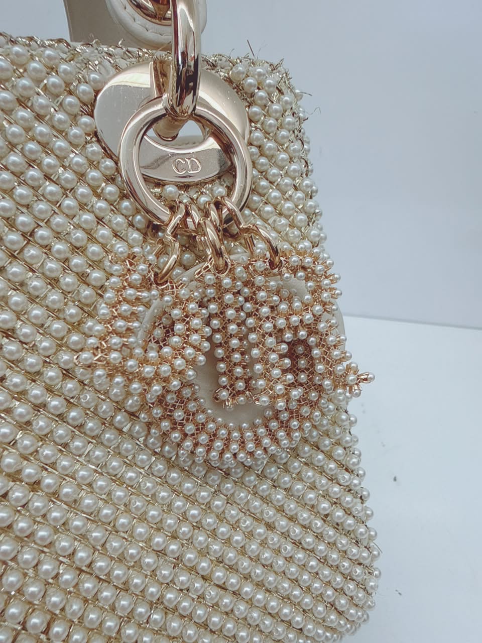 IVORY FAUX PEARL MINI LADY DIOR BAG