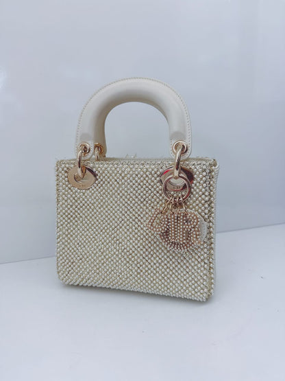 IVORY FAUX PEARL MINI LADY DIOR BAG