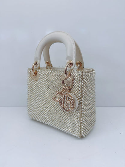 IVORY FAUX PEARL MINI LADY DIOR BAG