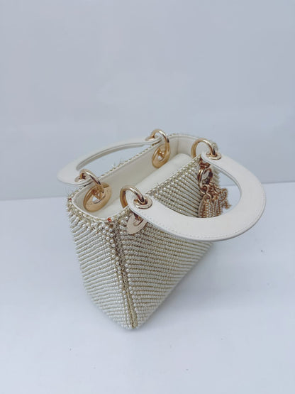 IVORY FAUX PEARL MINI LADY DIOR BAG