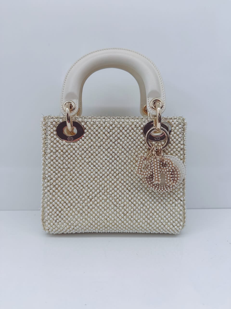 IVORY FAUX PEARL MINI LADY DIOR BAG