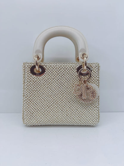 IVORY FAUX PEARL MINI LADY DIOR BAG