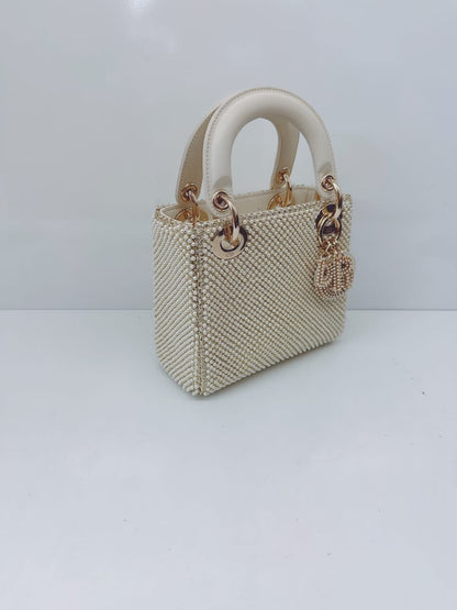 IVORY FAUX PEARL MINI LADY DIOR BAG