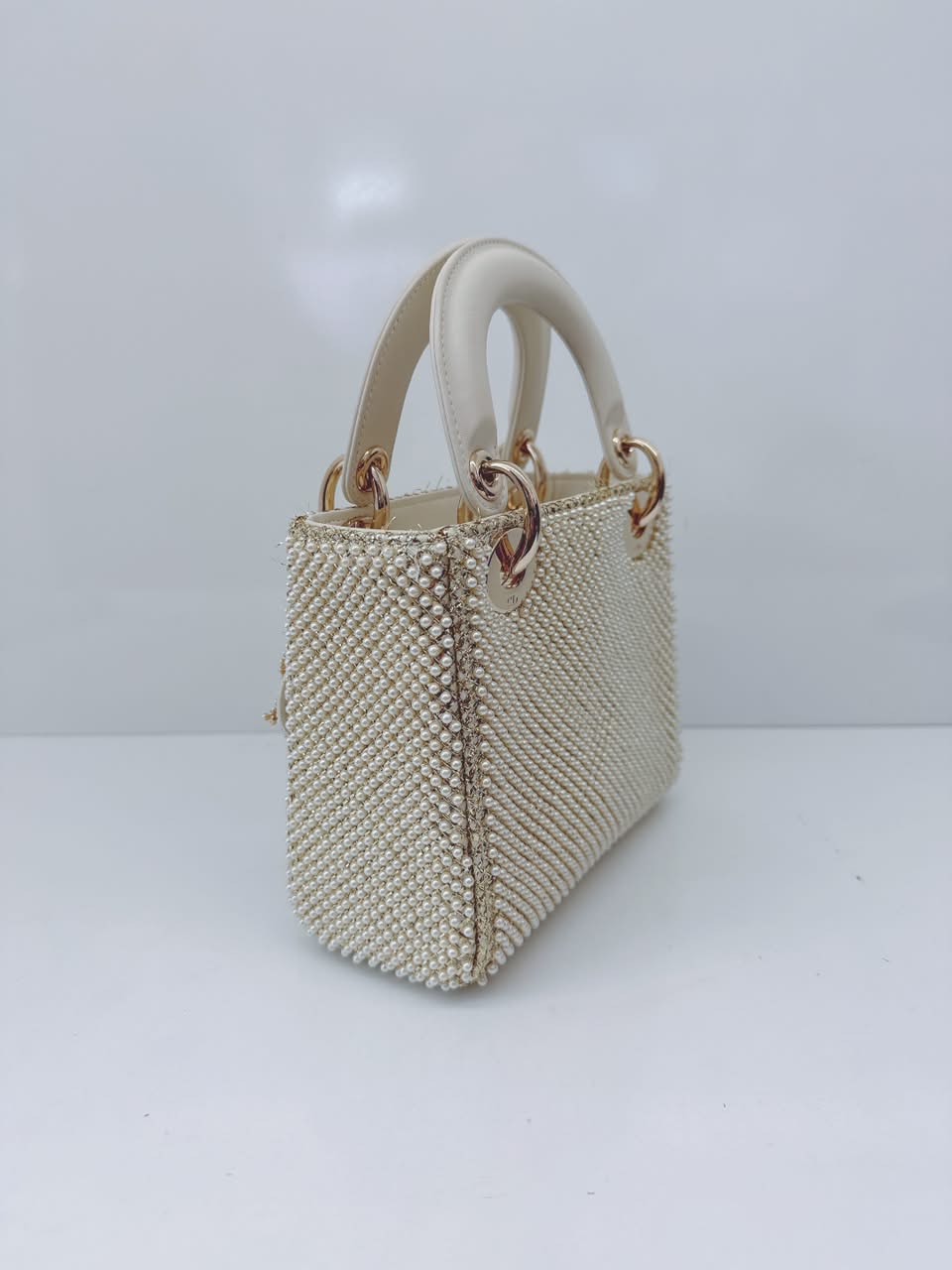 IVORY FAUX PEARL MINI LADY DIOR BAG