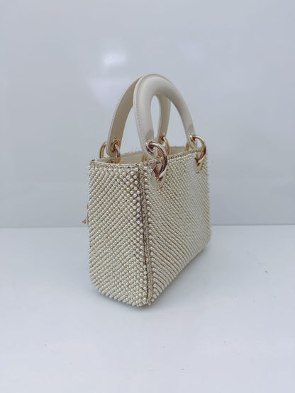IVORY FAUX PEARL MINI LADY DIOR BAG