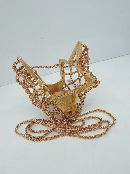 GOLD METAL CC STAR MINAUDIERE CROSSBODY BAG