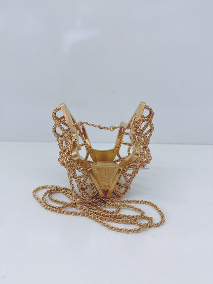 GOLD METAL CC STAR MINAUDIERE CROSSBODY BAG