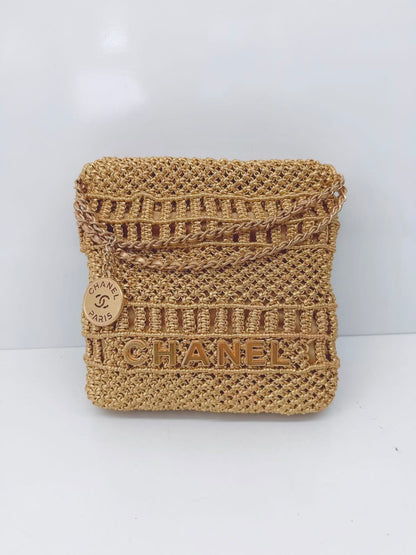 GOLD METALLIC CALFSKIN MACRAME MINI CHANEL 22