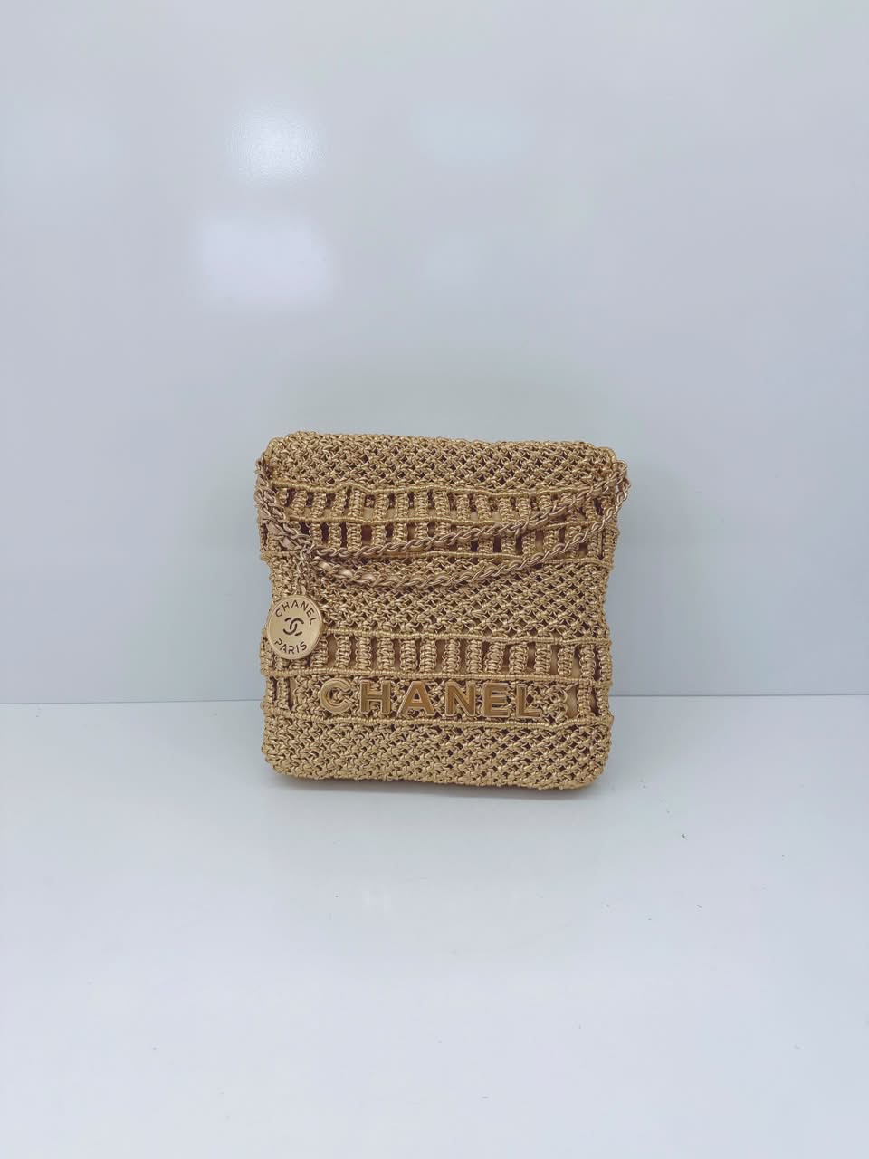 GOLD METALLIC CALFSKIN MACRAME MINI CHANEL 22