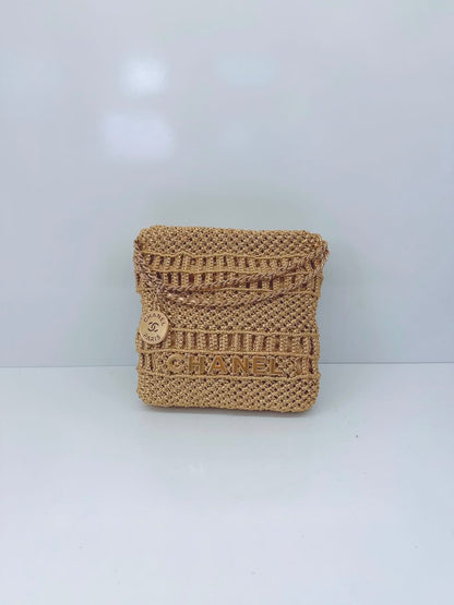 GOLD METALLIC CALFSKIN MACRAME MINI CHANEL 22
