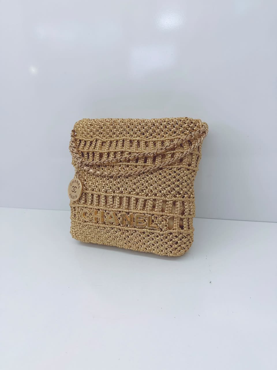 GOLD METALLIC CALFSKIN MACRAME MINI CHANEL 22