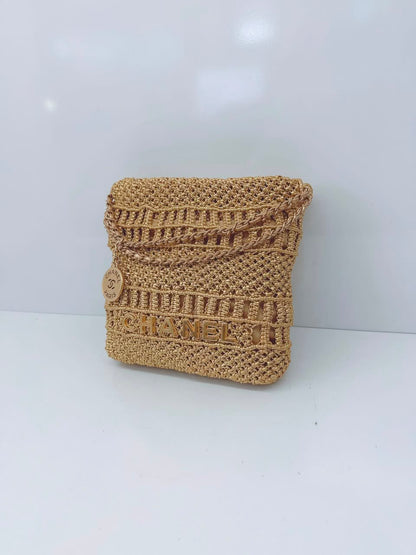 GOLD METALLIC CALFSKIN MACRAME MINI CHANEL 22