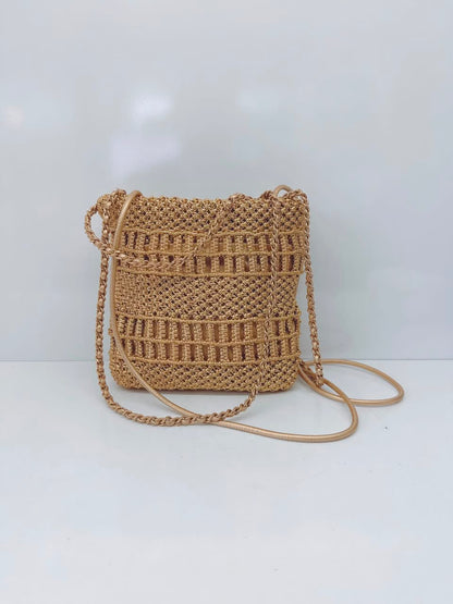 GOLD METALLIC CALFSKIN MACRAME MINI CHANEL 22
