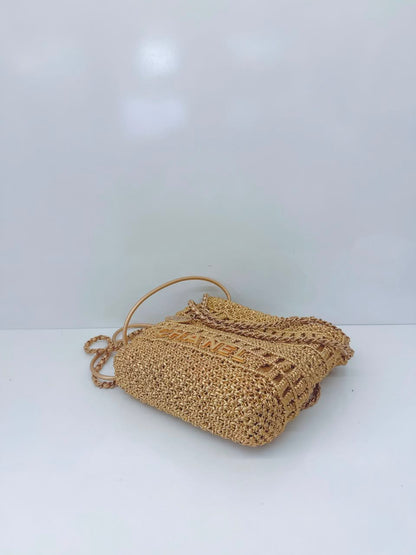 GOLD METALLIC CALFSKIN MACRAME MINI CHANEL 22
