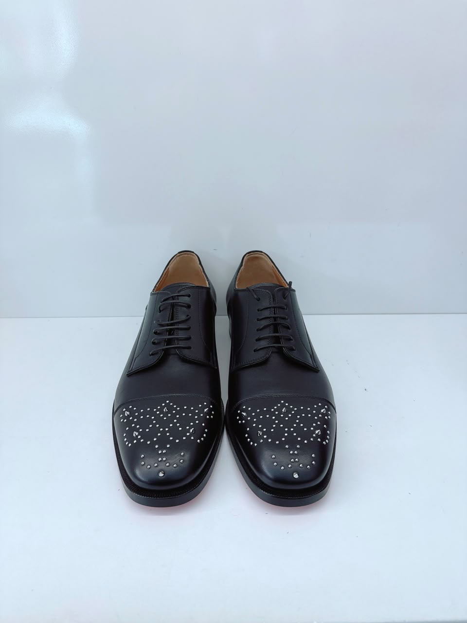 BLACK MALTESE STUDDED LEATHER DERBY SHOES 42