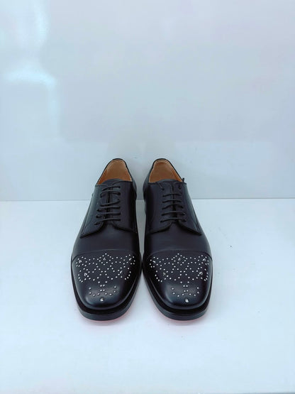 BLACK MALTESE STUDDED LEATHER DERBY SHOES 42