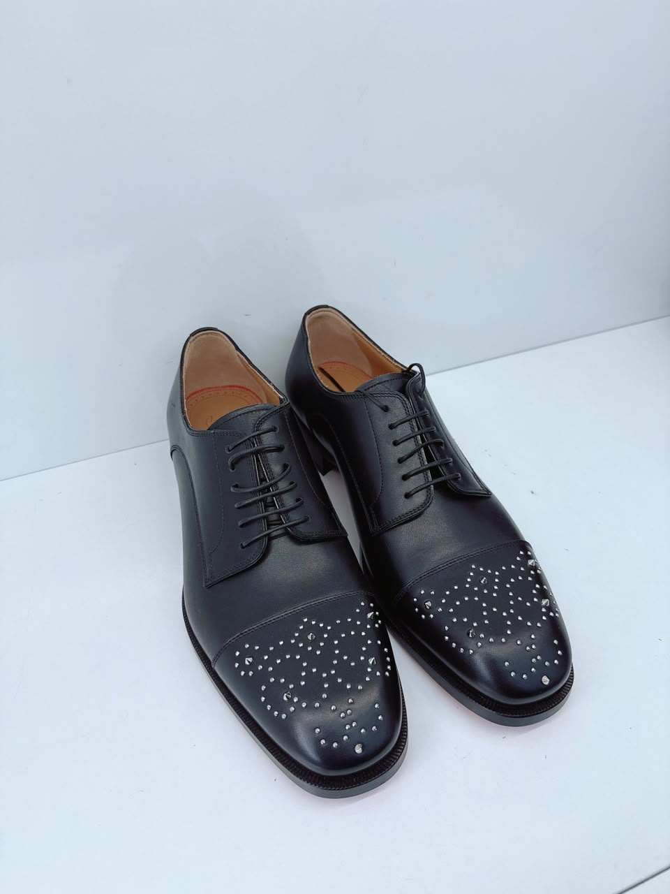 BLACK MALTESE STUDDED LEATHER DERBY SHOES 42