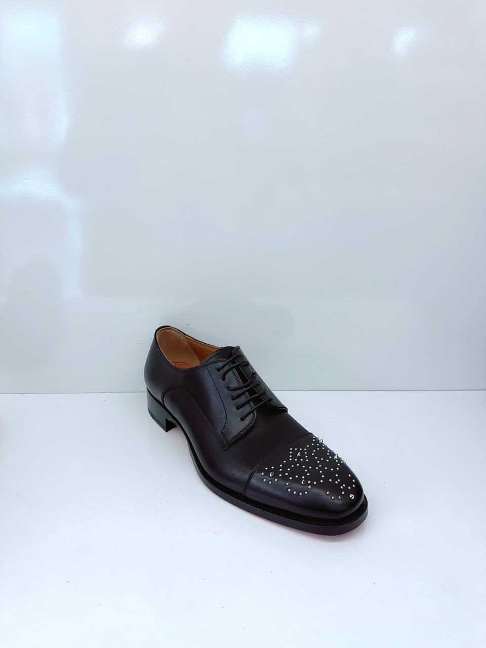 BLACK MALTESE STUDDED LEATHER DERBY SHOES 42