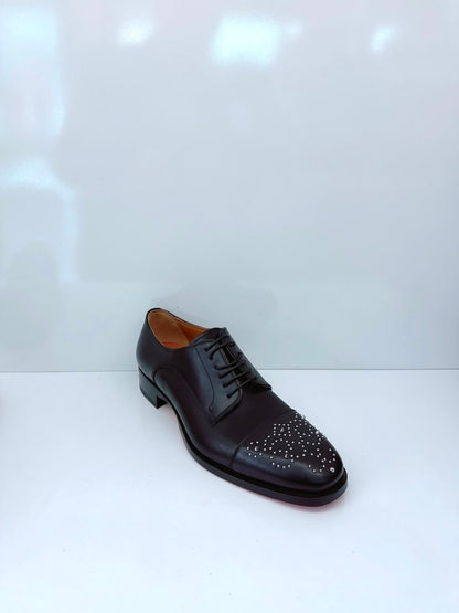 BLACK MALTESE STUDDED LEATHER DERBY SHOES 42