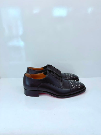 BLACK MALTESE STUDDED LEATHER DERBY SHOES 42