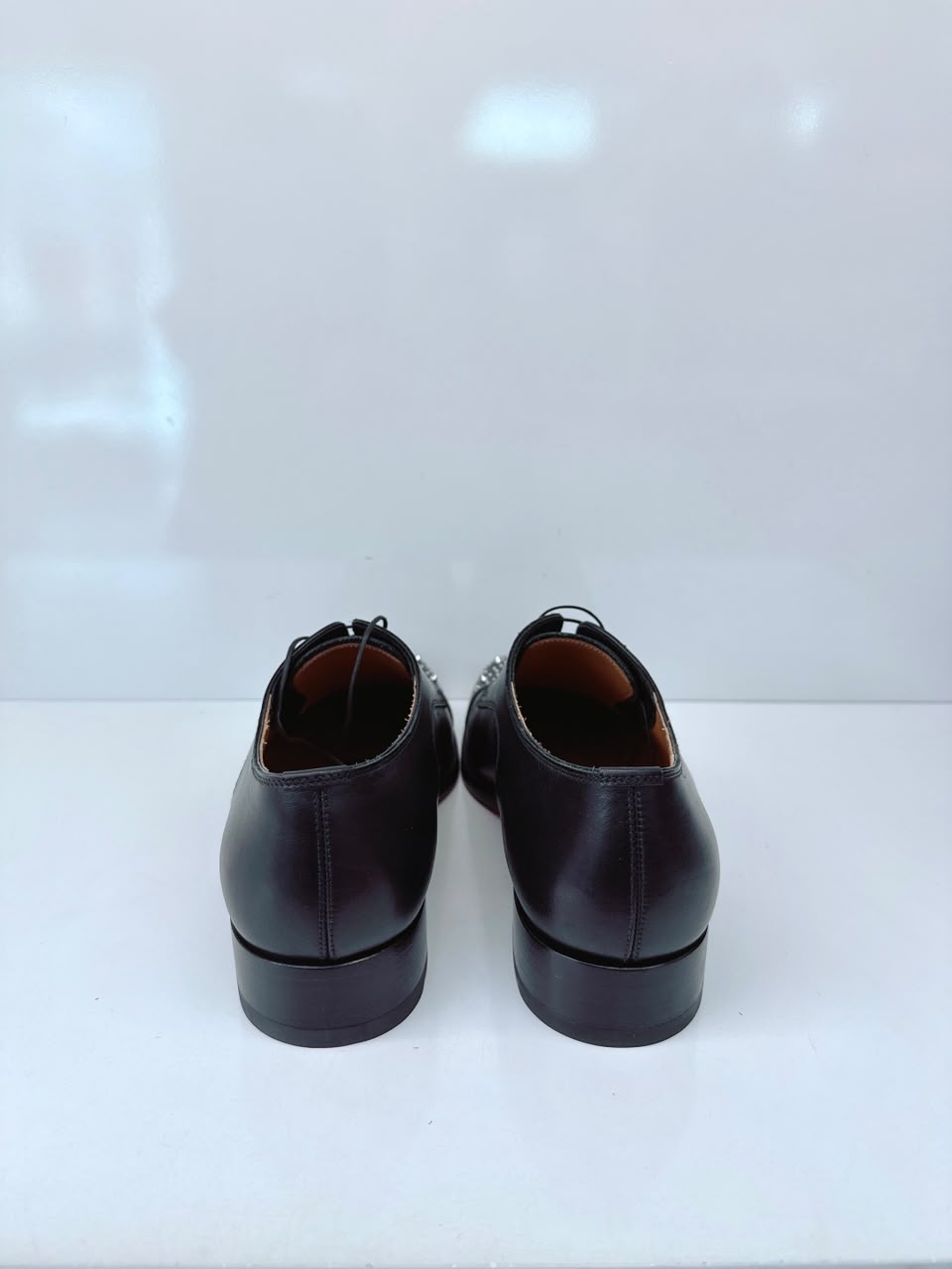 BLACK MALTESE STUDDED LEATHER DERBY SHOES 42
