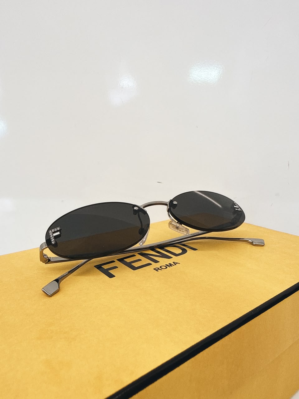 FIRST CRYSTAL BLACK OVAL SUNGLASSES