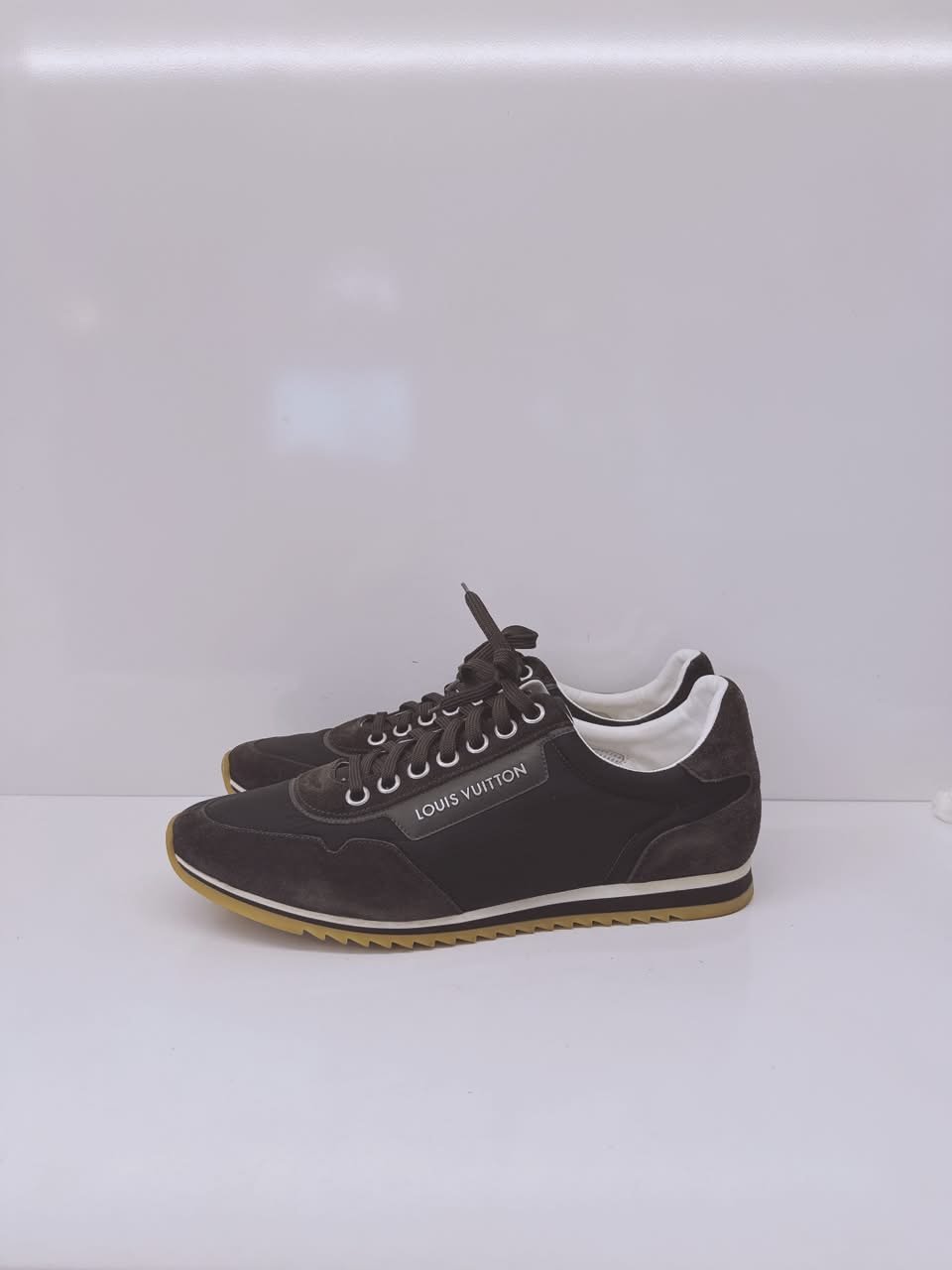 DARK GREEN SUEDE LEATHER AND NYLON TRAINERS LOW TOP SNEAKERS 10