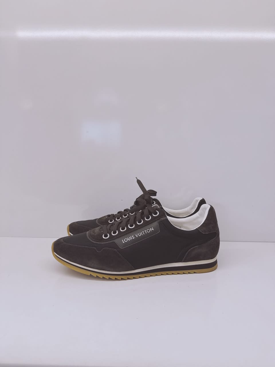DARK GREEN SUEDE LEATHER AND NYLON TRAINERS LOW TOP SNEAKERS 10