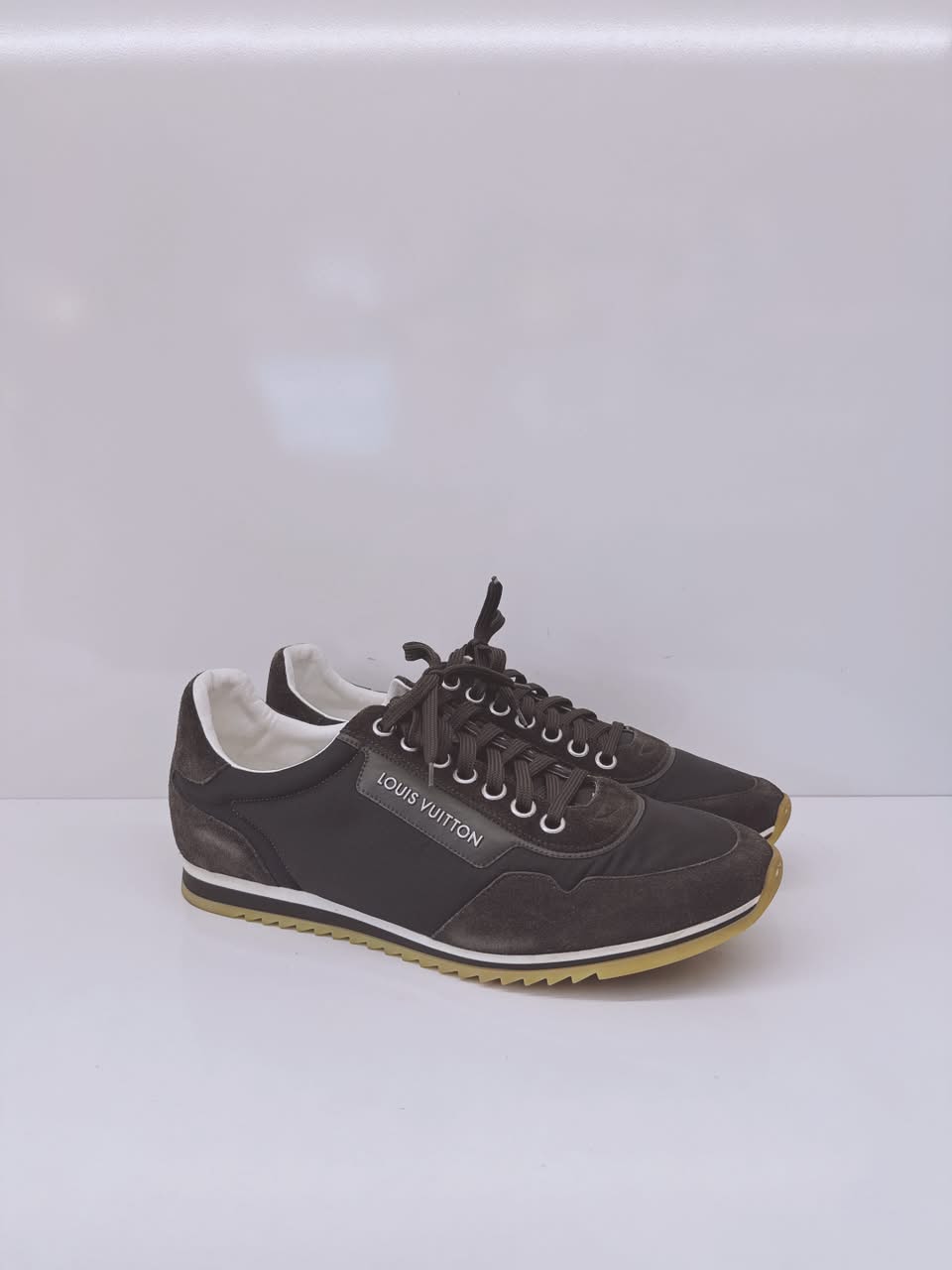 DARK GREEN SUEDE LEATHER AND NYLON TRAINERS LOW TOP SNEAKERS 10