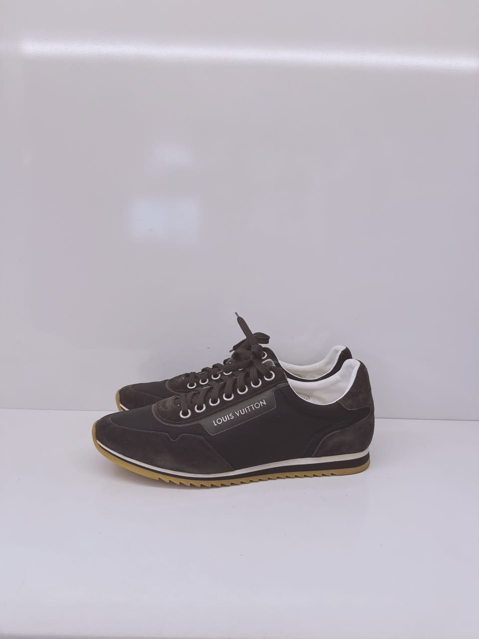 DARK GREEN SUEDE LEATHER AND NYLON TRAINERS LOW TOP SNEAKERS 10