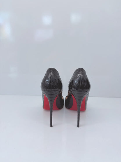 BLACK PYTHON LEATHER SO KATE PUMPS 39